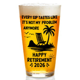 Zunaked 16oz beer glass with retirement humor quote for gifting and daily use.