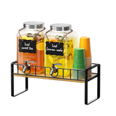 Zuyachuza bamboo stand securely supports two 1-gallon glass dispensers for outdoor gatherings.