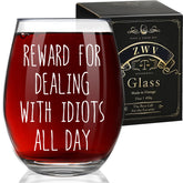 ZWV Reward stemless wine glass in a gift box, perfect for ready-to-gift occasions.