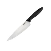 Zyliss chef's knife with sheath cover, portable and safe for travel and camping prep.