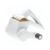 Zyliss Classic Rotary Cheese Grater in crank action for effortless hard cheese shredding.