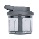 Zyliss Easy Pull bowl for large-batch chopping with 25-ounce capacity.