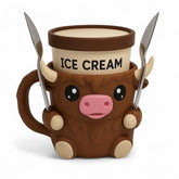 ZZ LIFE Ice Cream Pint Holder with cow design fits standard pints securely, reducing spills.