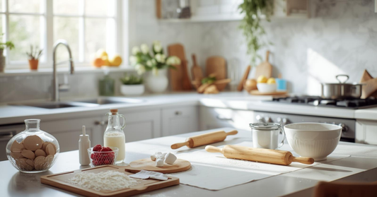 Home baking setup in a bright Canadian kitchen