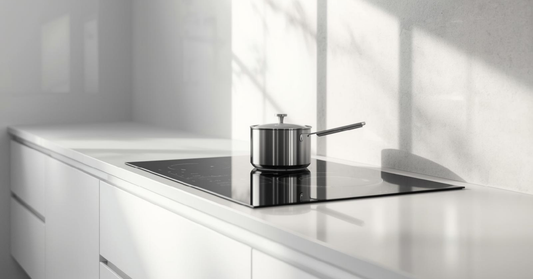 Induction cooktop with cookware in a modern Canadian kitchen
