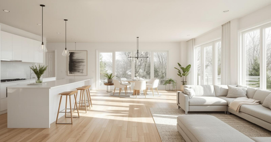 Open-concept kitchen and dining area in a modern Canadian home