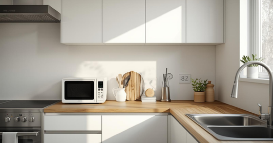 Small kitchen appliances arranged on a countertop in a modern Canadian home