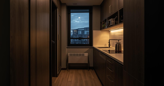 Smart small kitchen layout in a modern Canadian condo
