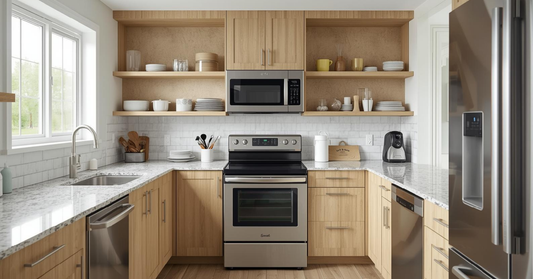 Smart kitchen storage solutions in a clean and organized Canadian home