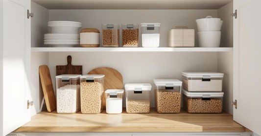 Storage and organization solutions arranged in a modern Canadian kitchen