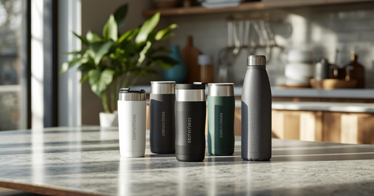 Travel and to-go drinkware displayed for everyday use in a Canadian lifestyle setting