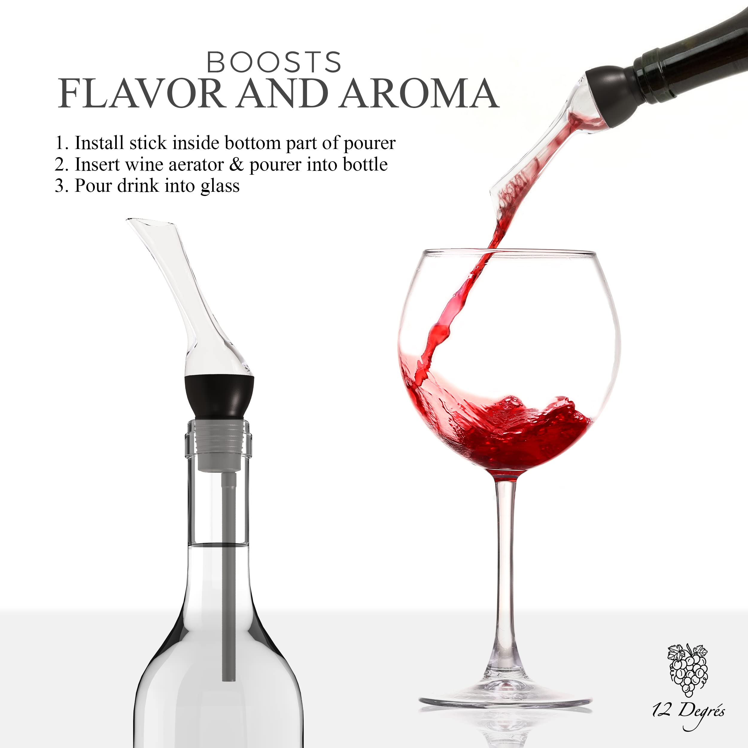 12 Degrés wine chiller set aerator enhances aroma as you pour