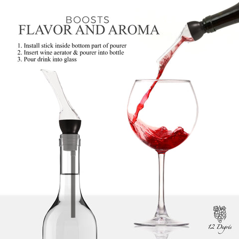 12 Degrés wine chiller set aerator enhances aroma as you pour