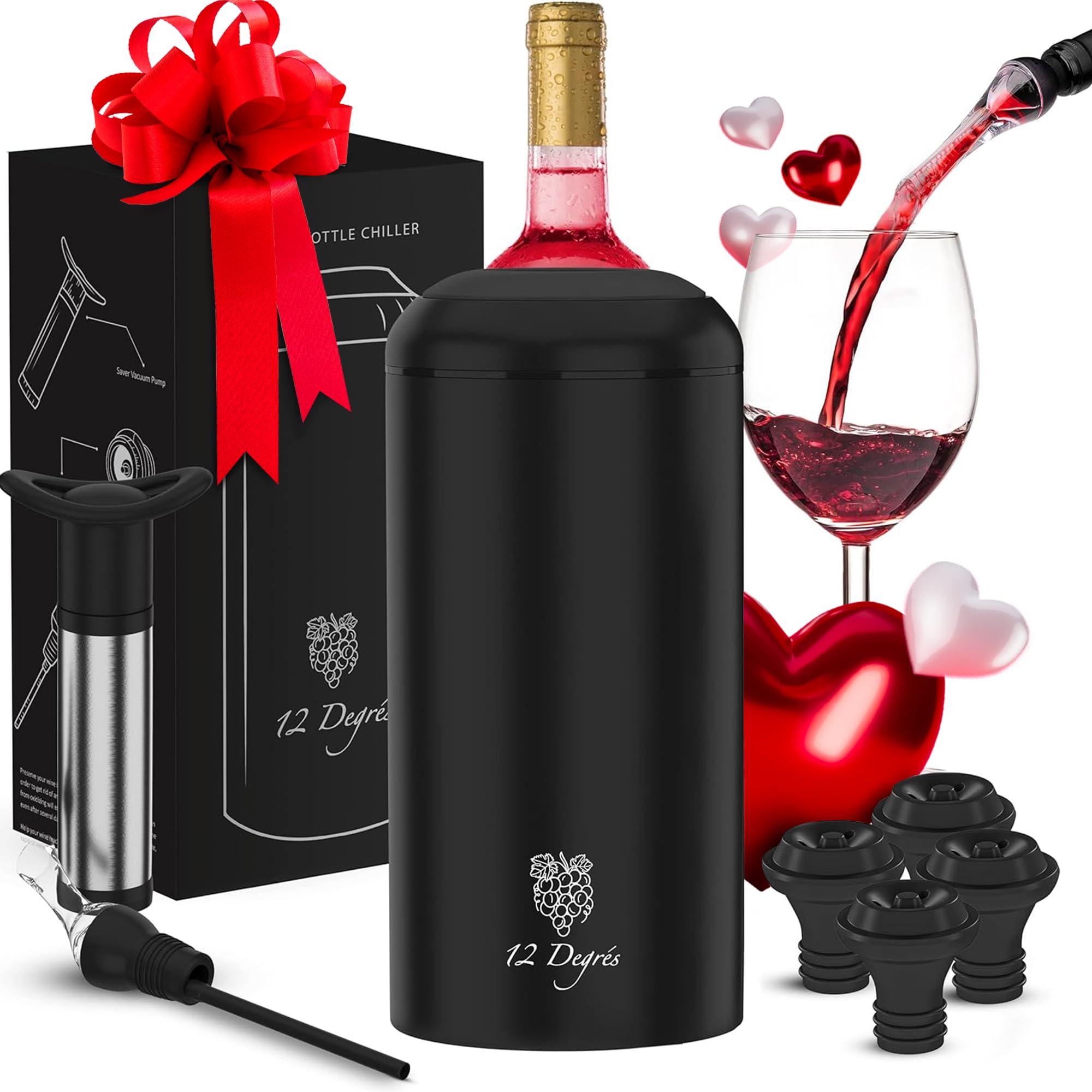 12 Degrés wine chiller set black color complements modern kitchens