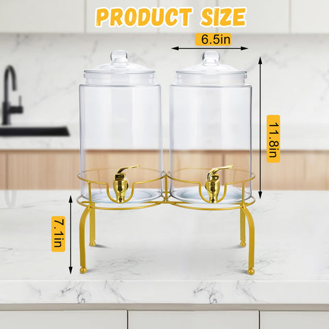 1ZIZIFA8 glass dispenser with metal stand provides stable serving at gatherings.