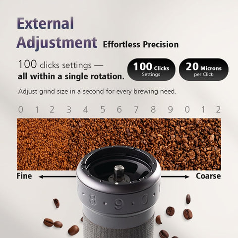 1Zpresso K-Ultra external adjustment ring provides precise grind control.