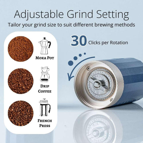 1Zpresso Q Air travel-size grinder showcases portable design for pour-over enthusiasts.