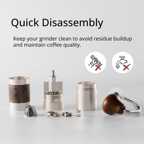 1Zpresso Q tool-free cleaning keeps burrs calibrated and maintenance simple.