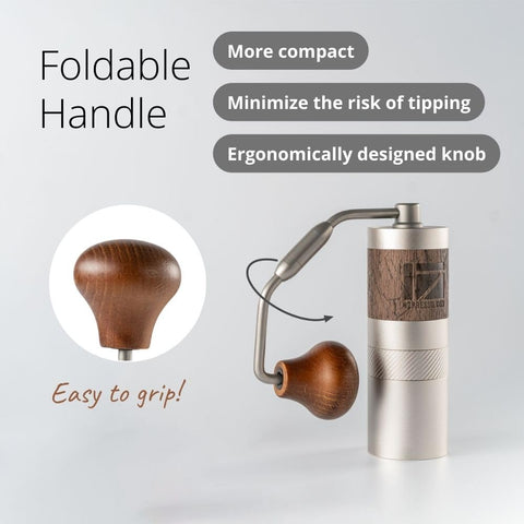 1Zpresso Q travel-friendly grinder ready for drip, French press, or cold brew.