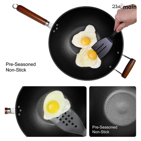21st and Main wok induction-compatible for versatile stovetop cooking.