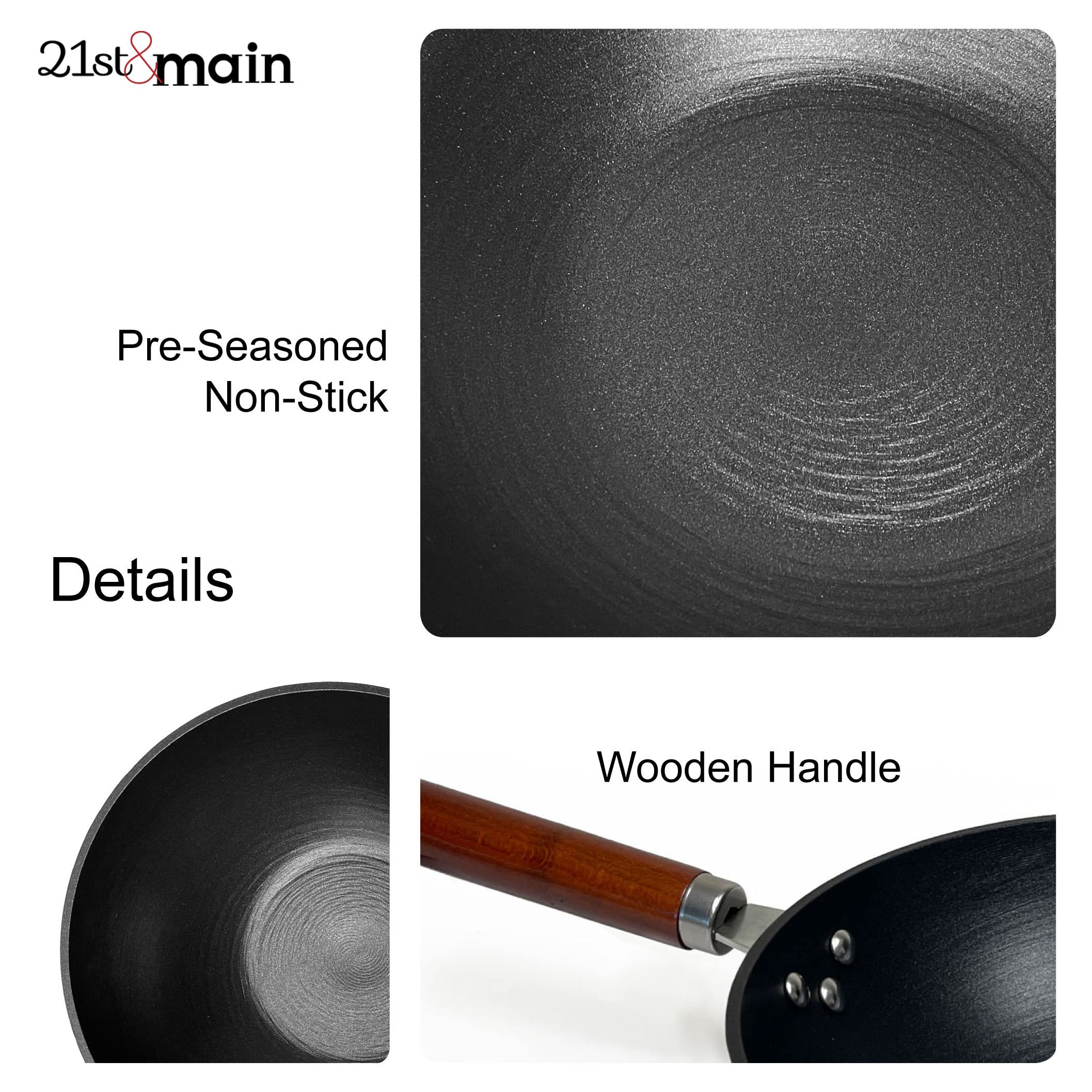 21st and Main cast iron wok pre-seasoned and ready to cook