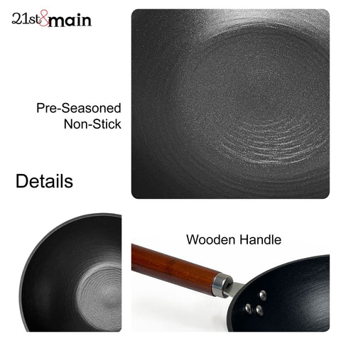 21st and Main cast iron wok pre-seasoned and ready to cook