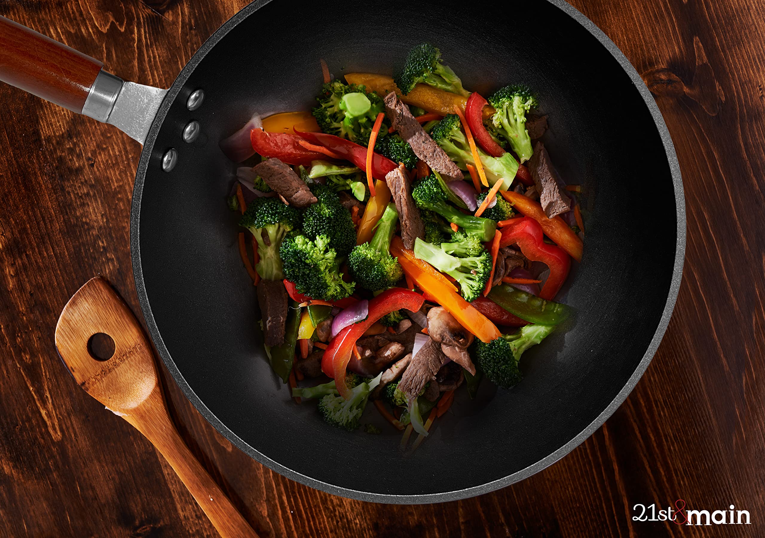 21st and Main lightweight cast iron wok for easy handling