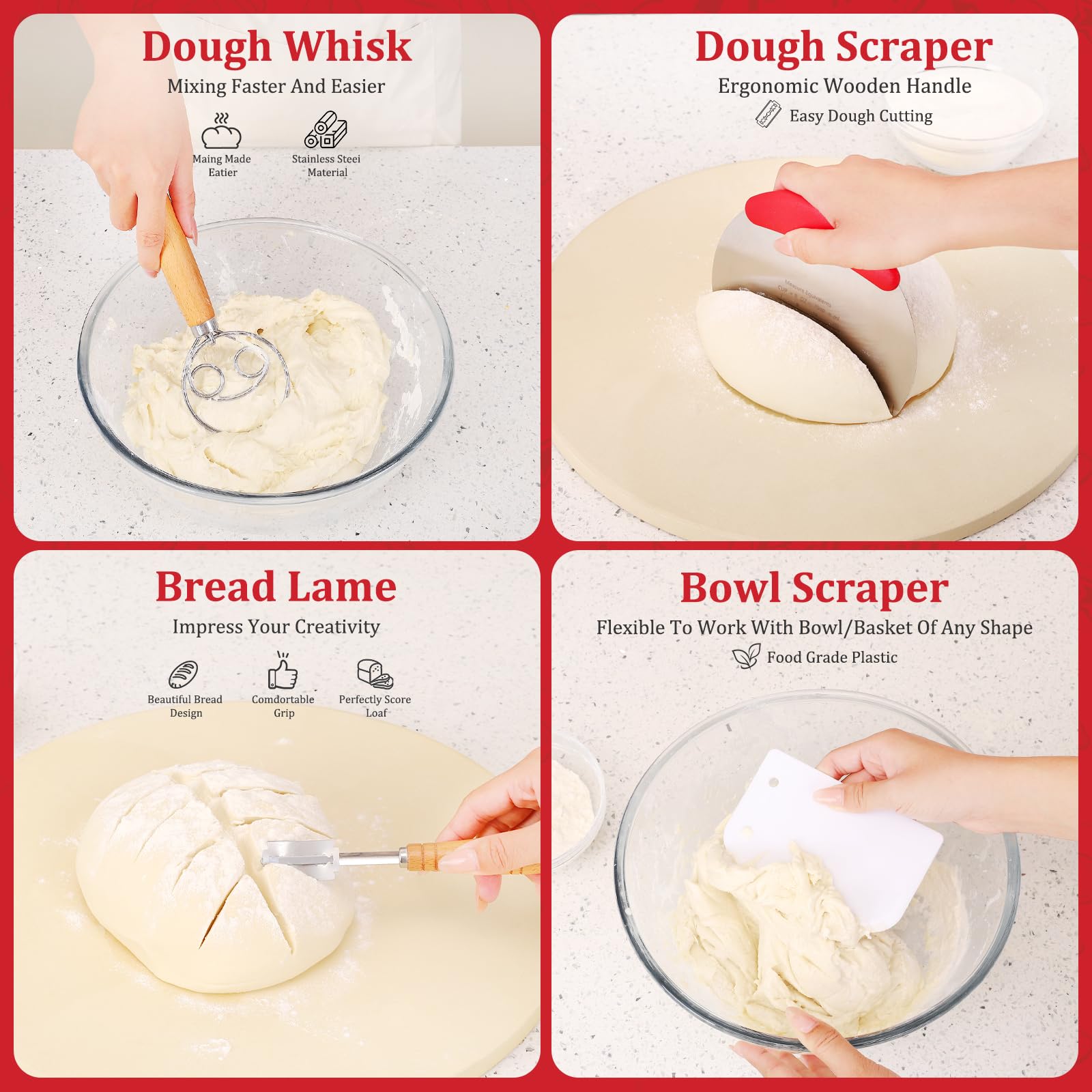 24SHEN dough whisk for smooth mixing and dough integration