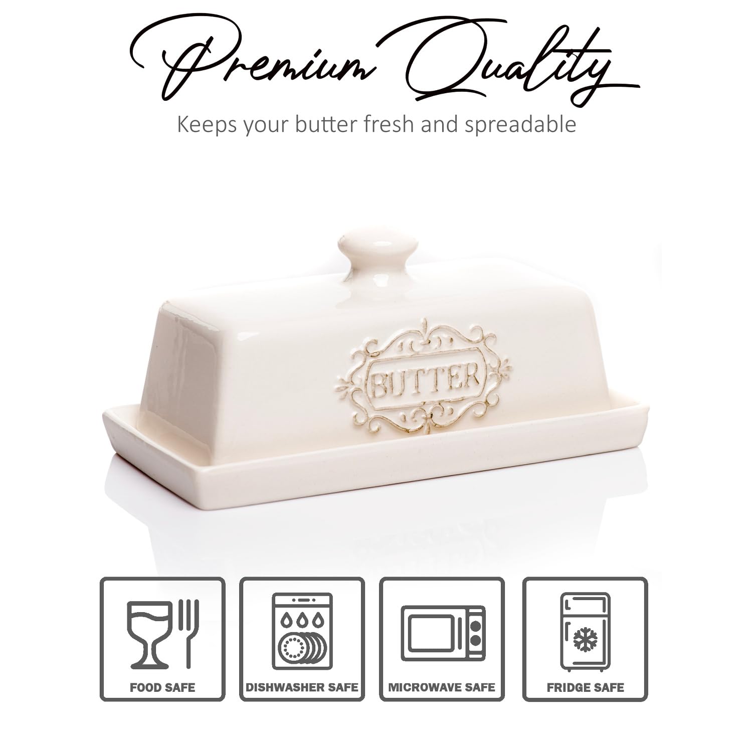 25DOL engraved lid butter dish adds decorative touch to table presentation
