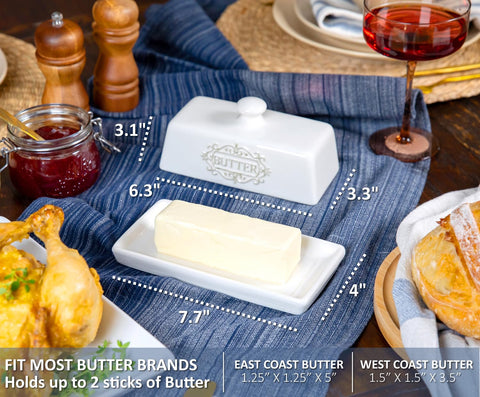 25DOL butter dish grooves and ledges keep butter centered and lid secure