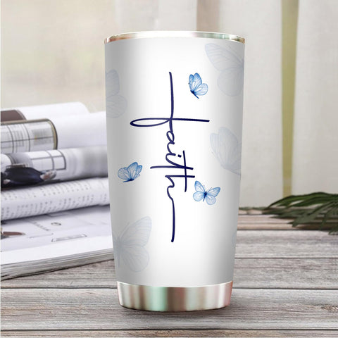 2IMT Christian tumbler close-up shows affirmations and scriptures for encouragement.
