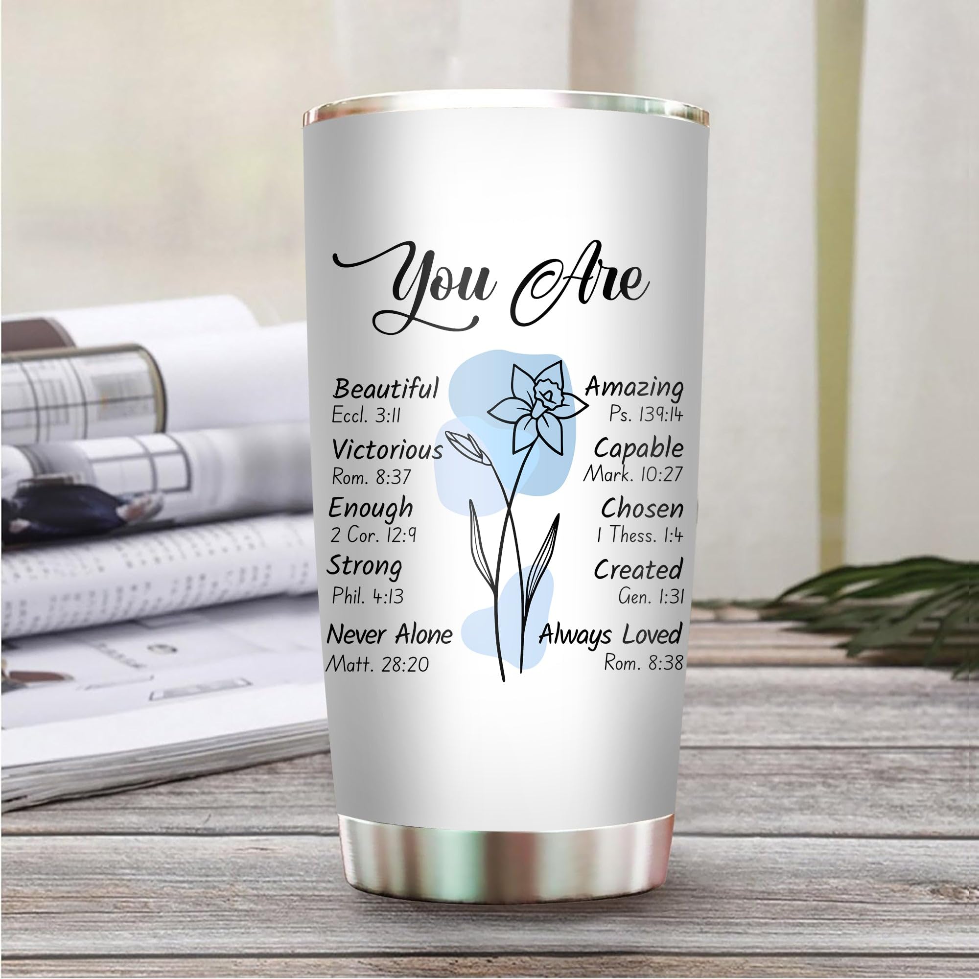 2IMT tumbler graphic with Bible verses for spiritual motivation.
