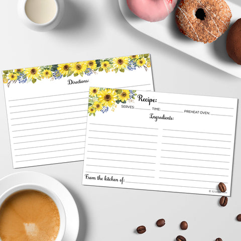 321Done sunflower recipe cards thick stock close up highlights durability.