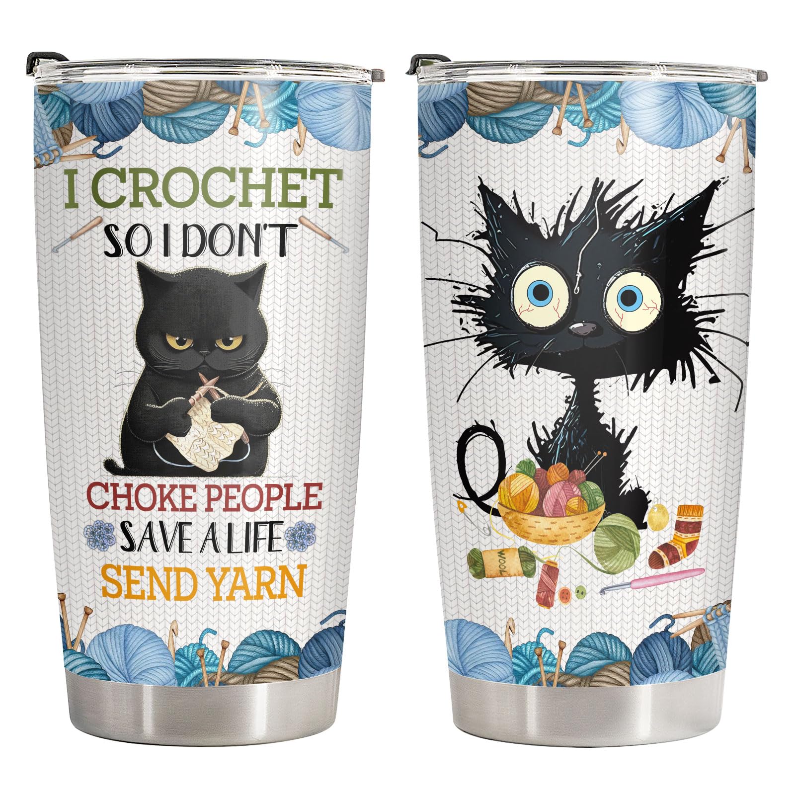 34HD black cat tumbler with lid for on-the-go hydration and spill prevention