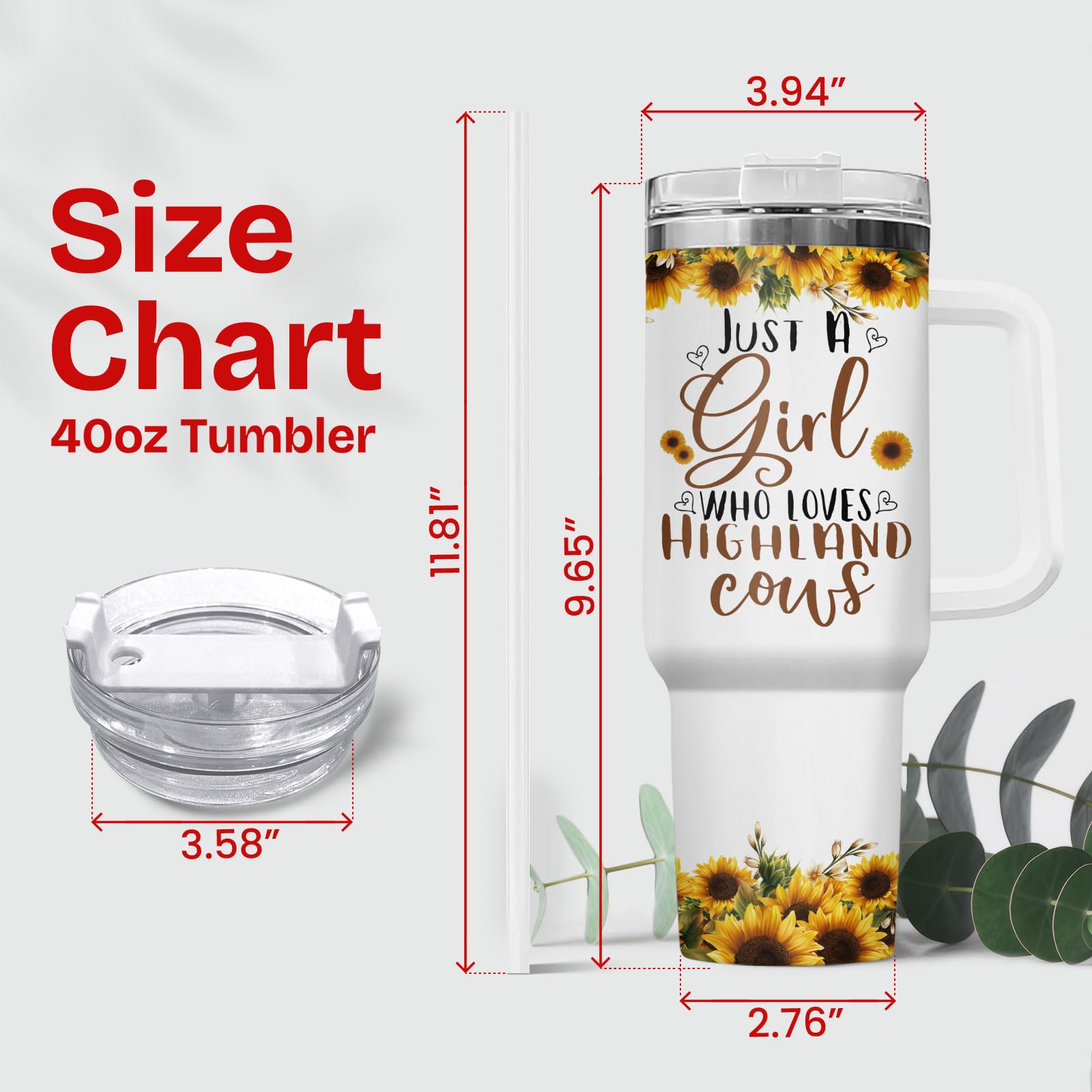 34HD Highland cow tumbler with vacuum insulation to keep drinks hot or cold longer.