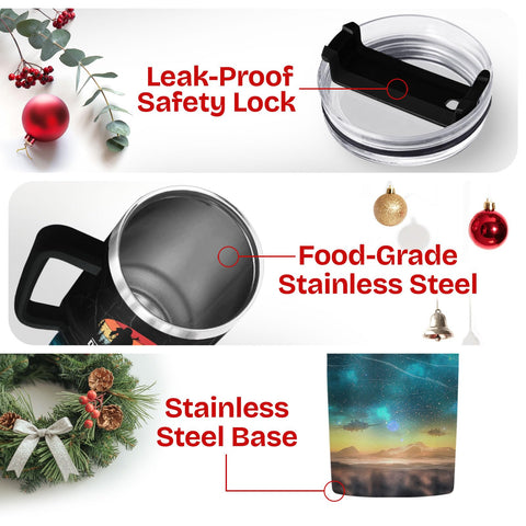 34HD Leak-proof lid and straw prevent spills during driving or camping.