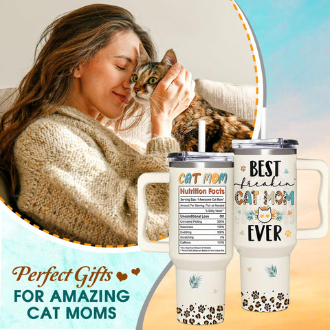 365FURY cat mom tumbler with clear lid supports spill-free sipping