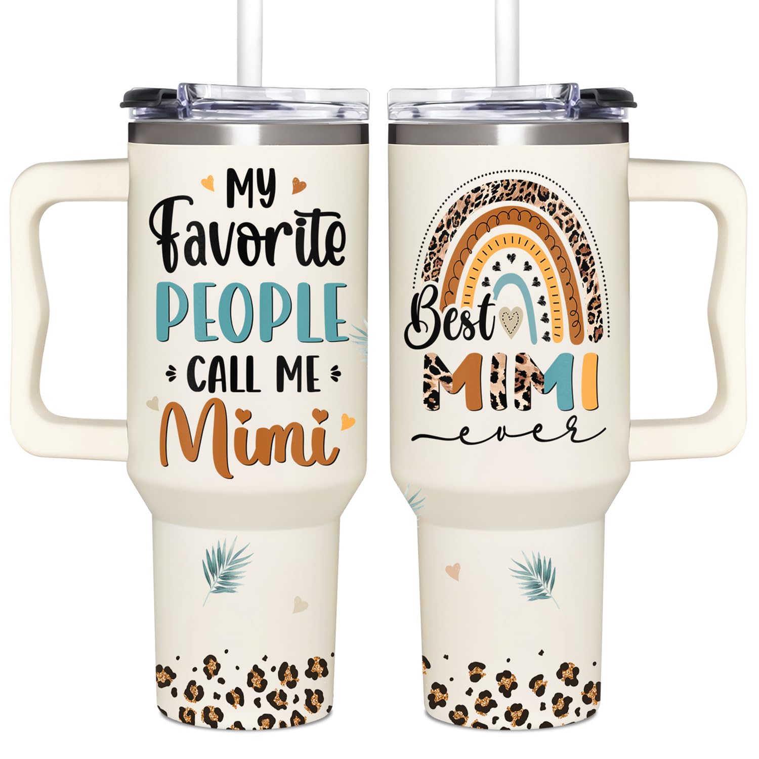 365FURY Mimi Gifts Grandmother 40oz Tumbler with Handle for on-the-go hydration
