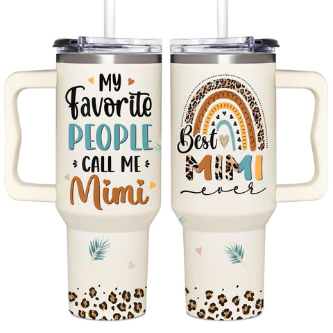 365FURY Mimi Gifts Grandmother 40oz Tumbler with Handle for on-the-go hydration