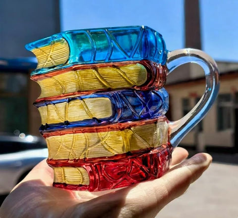 3D Book Glass Mug ergonomic handle for comfy mornings.