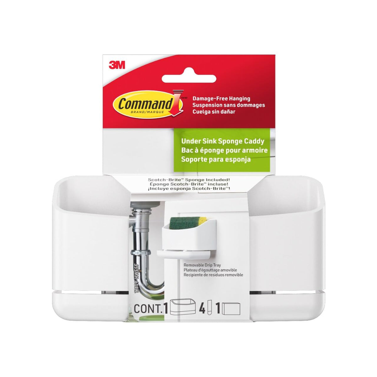 3M Command Under Sink Sponge Caddy adhesive application keeps sponges organized