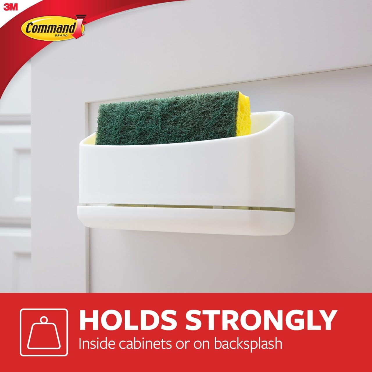 3M Command Under Sink Sponge Caddy mounted on painted surface requires no nails
