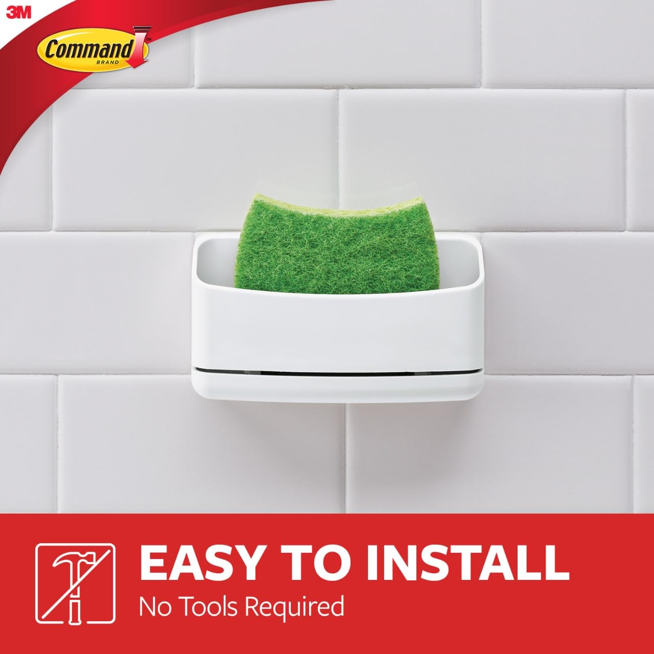 3M Command Under Sink Sponge Caddy mounted under the sink keeps spills out of sight