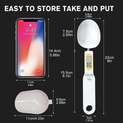 3T6B Digital Spoon Scale includes two replaceable spoons for convenient measuring.