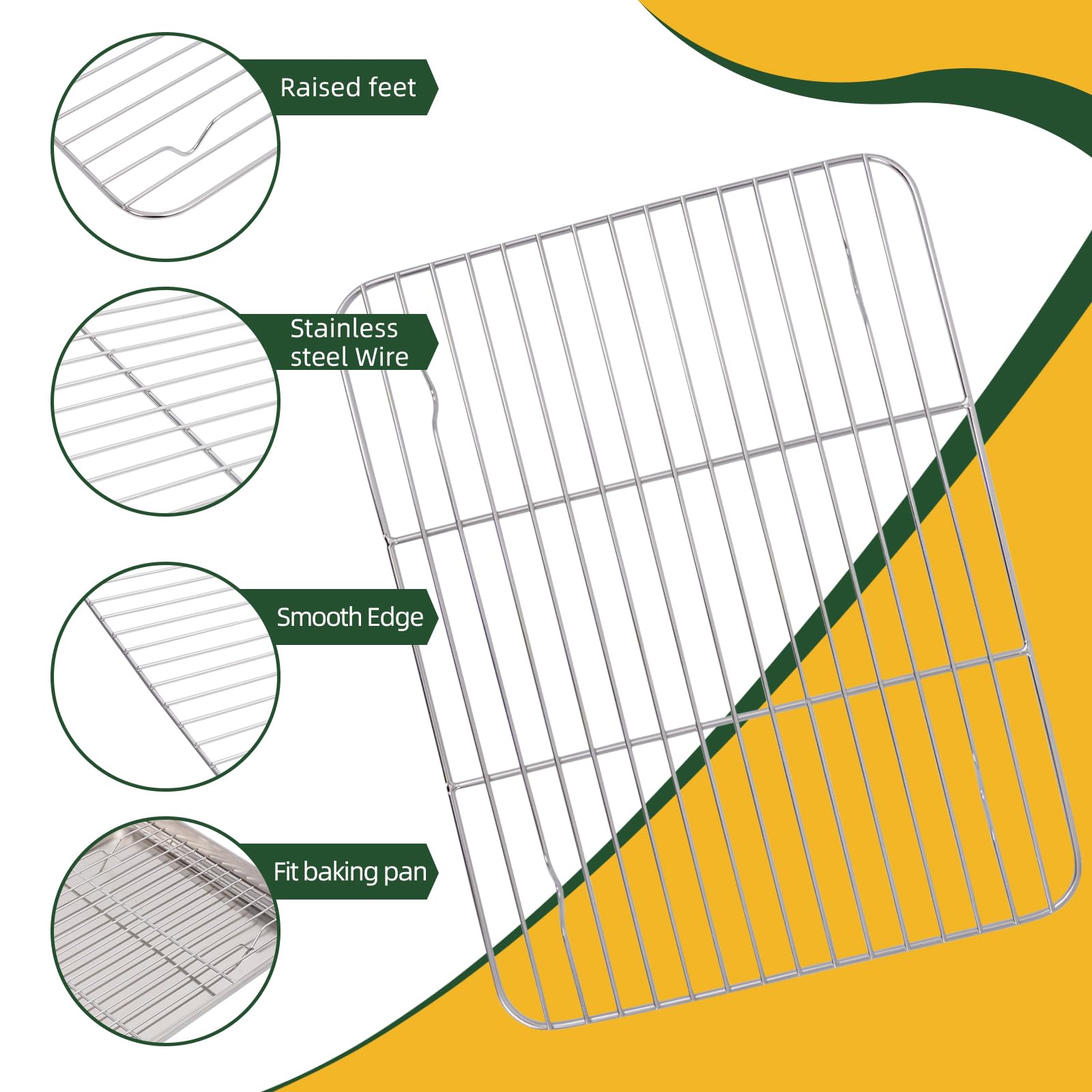 4-piece baking-sheet-set with cooling rack 16-inch, spacious for family meals.