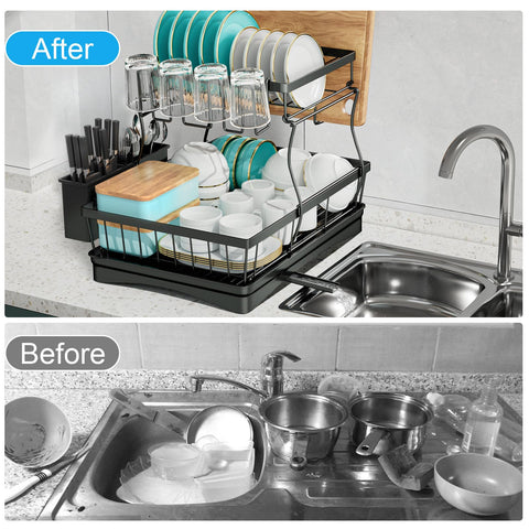 7-code wide counter-saving design enhances kitchen workflow and spill-free drying.