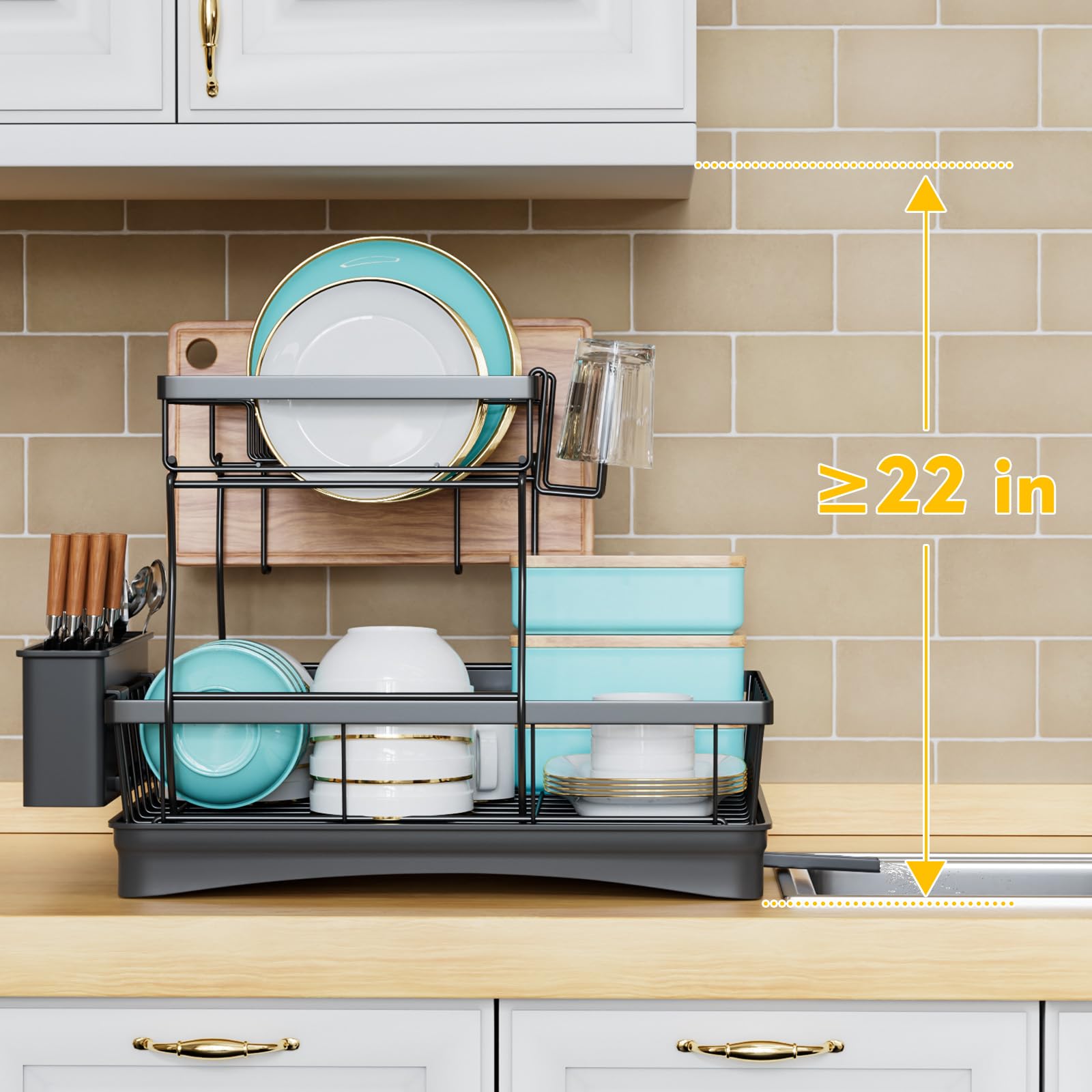 7-code sleek black finish adds modern style to any kitchen counter.