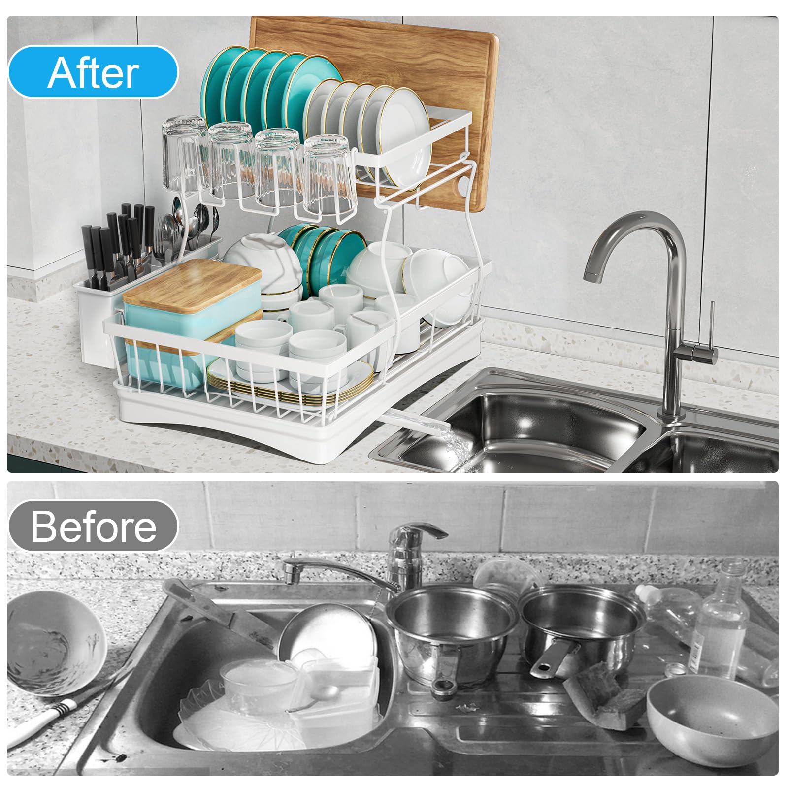 7 code dish-drying-rack-rustproof-metal construction for lasting daily use.