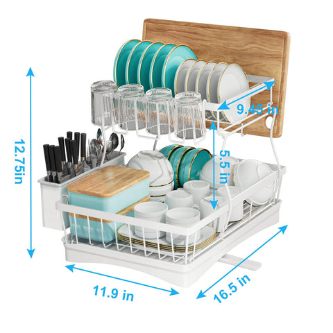 7 code dish-drying-rack-utensil-holder keeps cutlery within reach after washing.