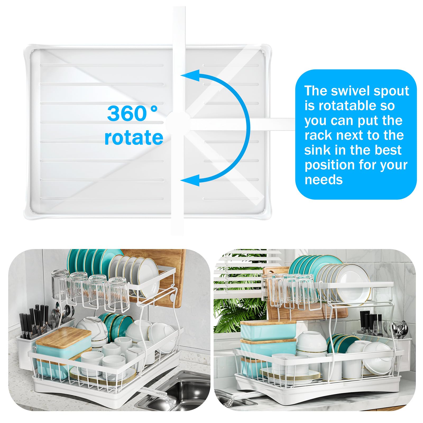 7 code dish-drying-rack-water-drainage drains into sink to keep counters dry.